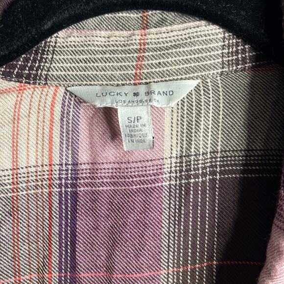 Lucky Brand Plum Plaid Button Down Long Sleeve Shirt Size Small - Picture 3 of 11